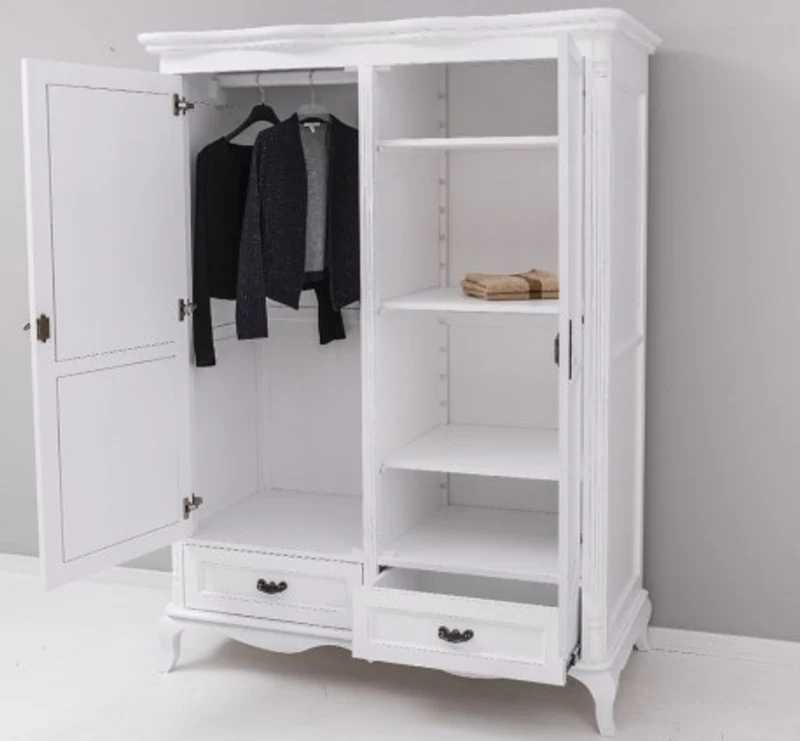 Casa Padrino Kleiderschrank im Landhausstil mit 2 Türen und 2 Schubladen, 140 x 70 x 190 cm