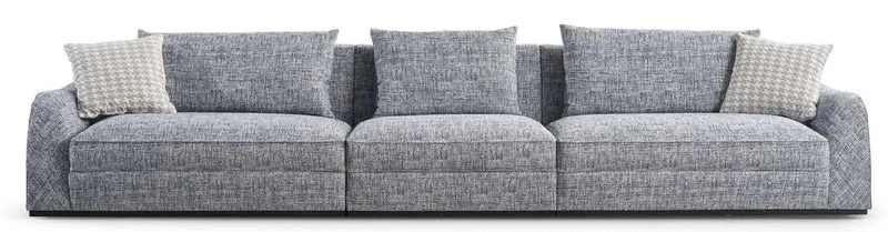 Casa Padrino Luxus Sofa Blau / Grau / Schwarz 308 x 106 x H. 83 cm - Wohnzimmer Sofa - Hotel Sofa - Wohnzimmer Möbel - Wohnzimmer Einrichtung - Hotel Möbel - Luxus Möbel - Luxus Einrichtung