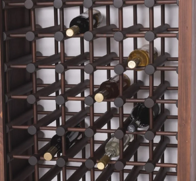 Casa Padrino Landhausstil Massivholz Weinschrank Braun / Schwarz 68 x 35 x H. 200 cm - Massivholz Weinregal im Landhausstil - Massivholz Bar Möbel - Landhausstil Bar Möbel