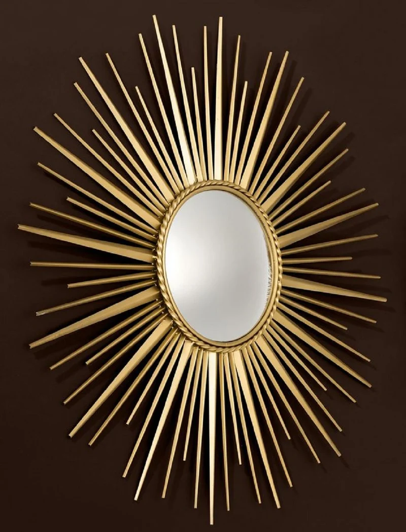 Casa Padrino Luxus Spiegel Antik Gold Ø 96 cm - Edelstahl Wandspiegel mit konvexem Spiegelglas - Luxus Qualität