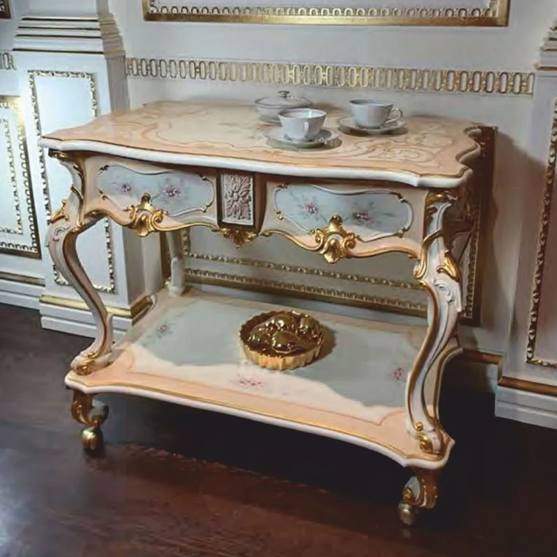 Casa Padrino Luxus Barock Servierwagen Creme / Weiß / Gold - Barockstil Hotel Möbel - Made in Italy