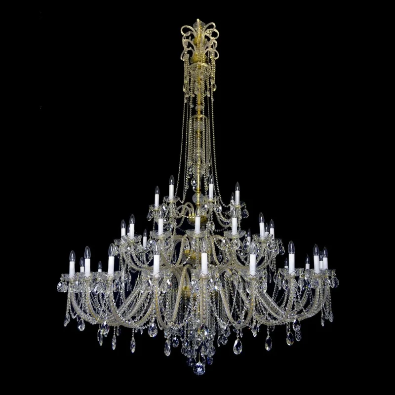 Casa Padrino Luxus Barock Kristall Kronleuchter Gold Ø 154 x H. 250 cm - Prunkvolle Messing Kronleuchter mit böhmischem Kristallglas - Barock Möbel - Edel & Prunkvoll