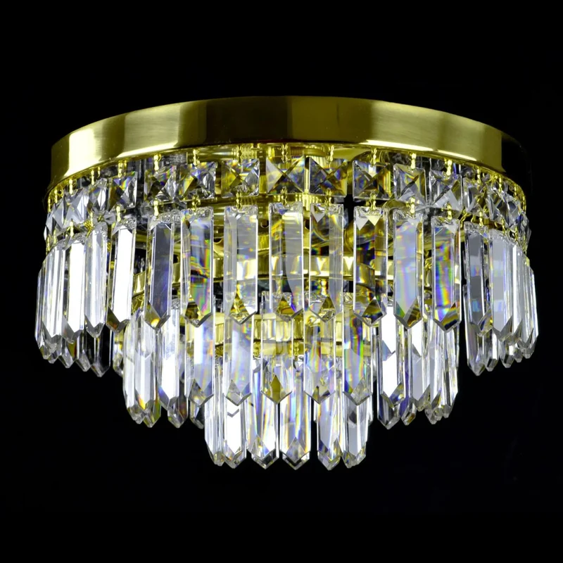 Casa Padrino Luxus Kristall Kronleuchter Gold Ø 30 x H. 20 cm - Prunkvolle Messing Kronleuchter mit böhmischem Kristallglas - Barock Möbel - Edel & Prunkvoll