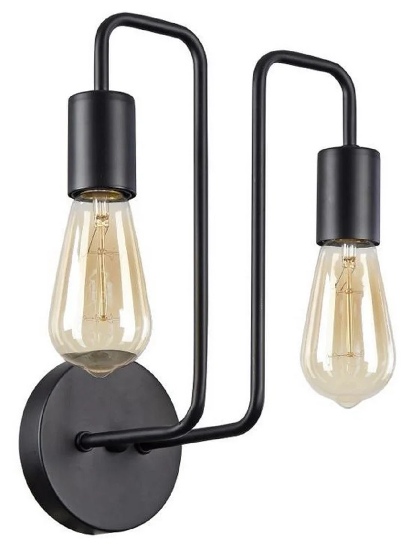 Casa Padrino Designer Wandleuchte Schwarz 25 x 17 x H. 30,5 cm - Moderne Leuchte mit beschichtetem Metallrahmen und ungewöhnlicher Loft Style Optik