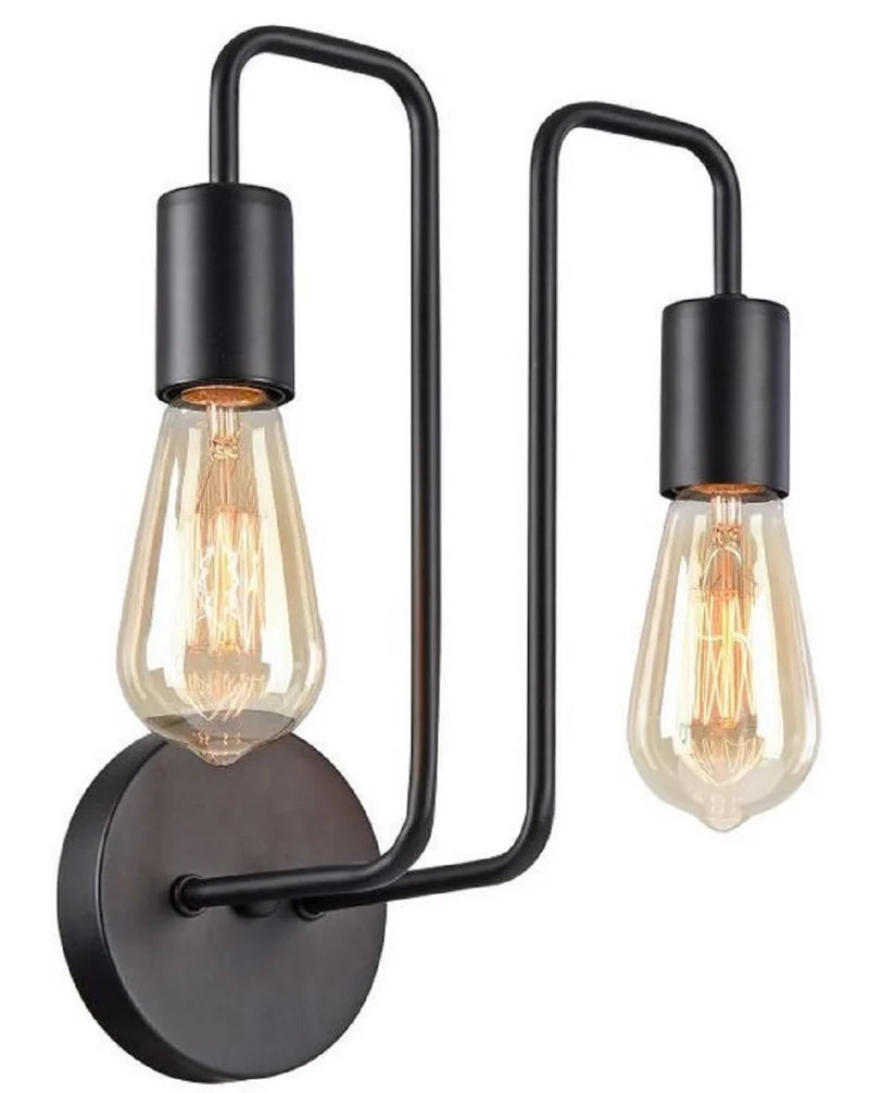 Casa Padrino Designer Wandleuchte Schwarz 25 x 17 x H. 30,5 cm - Moderne Leuchte mit beschichtetem Metallrahmen und ungewöhnlicher Loft Style Optik