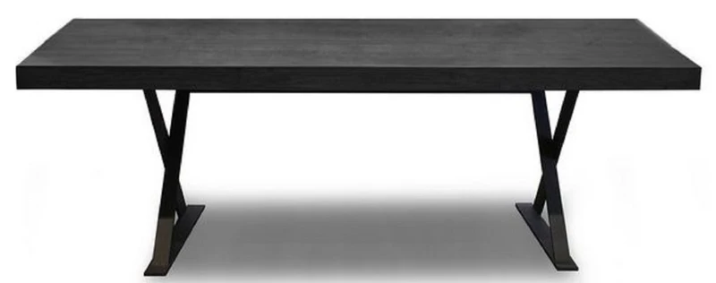 Casa Padrino Luxus Massivholz Esstisch Schwarz 180 x 100 x H. 76 cm - Massiver Küchentisch - Massivholz Möbel