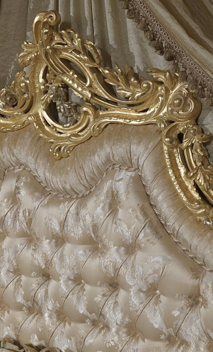 Casa Padrino Luxus Barock Schlafzimmer Set - 1 Doppelbett mit Kopfteil & 1 Baldachin & 2 Nachttische & 1 Sitzbank - Barock Schlafzimmer Möbel - Barock Hotel Möbel - Edel & Prunkvoll
