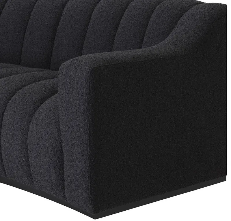 Casa Padrino Luxus Sofa Schwarz 234 x 96 x H. 76,5 cm - Leicht gebogenes Wohnzimmer Sofa - Hotel Sofa - Luxus Qualität