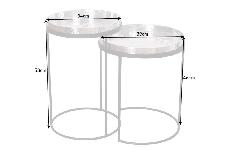 Modernes 2er Set Beistelltisch MARTELLO schwarz silber