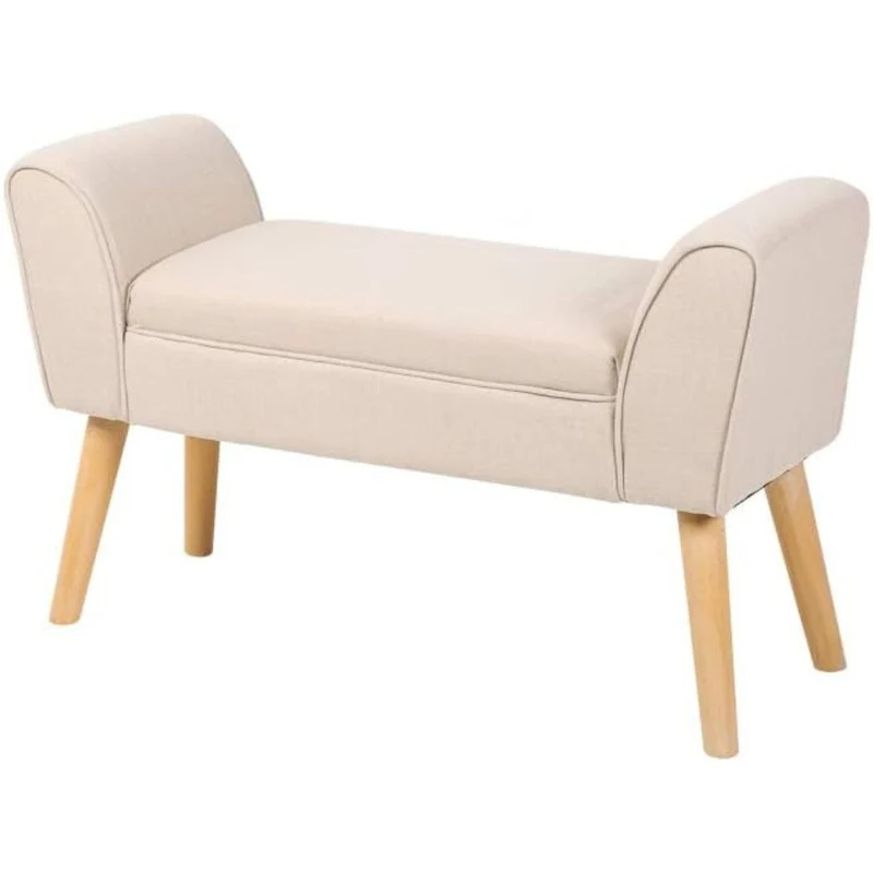 Elegante Sitzbank CAROLIN 90cm beige Polsterbank Armlehne