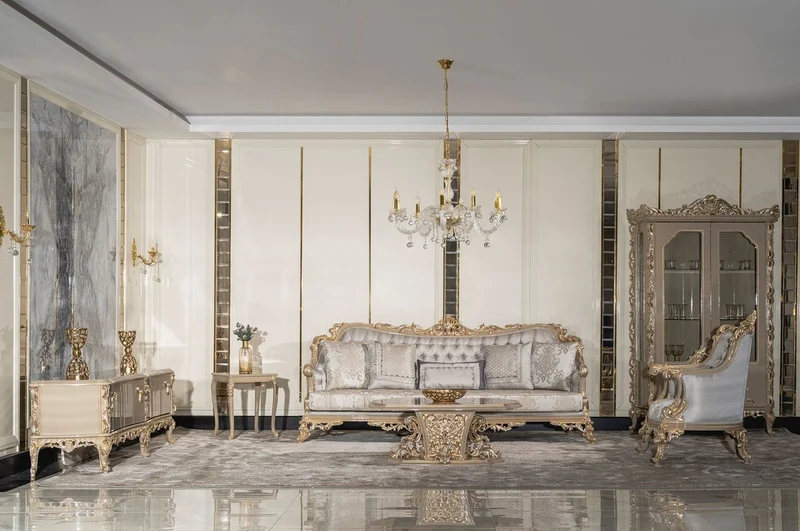 Casa Padrino Luxus Barock Couchtisch Grau / Gold - Handgefertigter Massivholz Wohnzimmertisch im Barockstil - Wohnzimmer Möbel im Barockstil - Barock Möbel - Edel & Prunkvoll