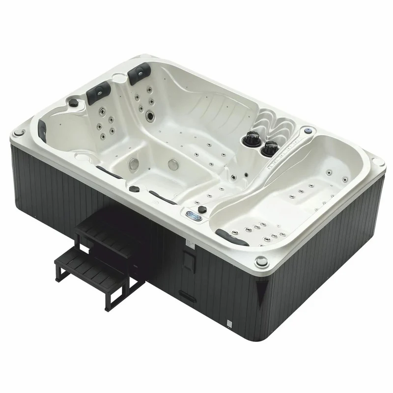 Casa Padrino Luxus Outdoor Jacuzzi Weiß / Schwarz 320 cm - Garten Whirlpool