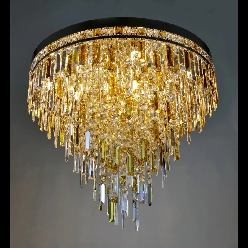 Casa Padrino Luxus Kristall Kronleuchter Gold Ø 70 x H. 60 cm - Prunkvolle Messing Kronleuchter mit böhmischem Kristallglas - Barock Möbel - Edel & Prunkvoll