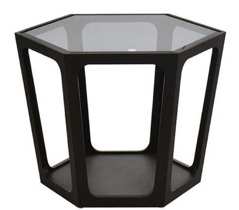 Casa Padrino Luxus Couchtisch Schwarz 70 x 61 x H. 44 cm - Wohnzimmertisch mit schwarz getönter Glasplatte - Wohnzimmer Möbel - Luxus Möbel