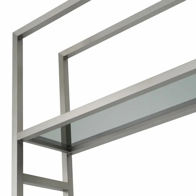 Casa Padrino Luxus Regalschrank mit 5 Glasregalen Silber / Schwarz / Grau H. 240,5 cm - Luxus Möbel