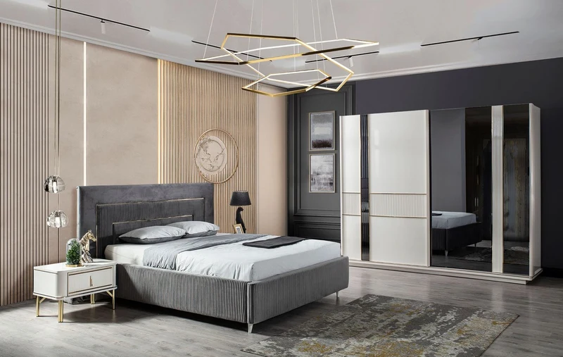 Casa Padrino Luxus Schlafzimmerschrank Weiß / Gold 260 x 72 x H. 218 cm - Edler Massivholz Kleiderschrank mit 2 Schiebetüren - Luxus Schlafzimmer Möbel