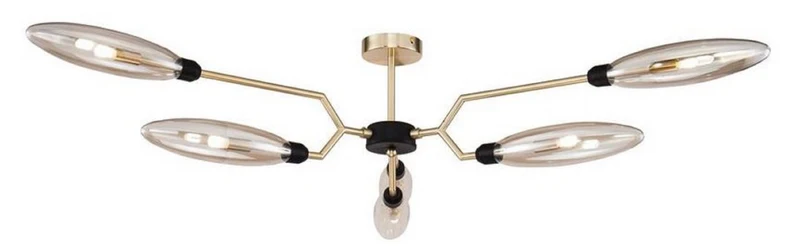 Casa Padrino Luxus Deckenleuchte Mattgold / Schwarz Ø 125 x H. 35 cm - Moderne Deckenlampe