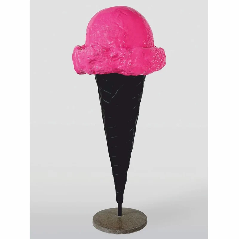 Casa Padrino XXL Deko Eis im Hörnchen Pink / Schwarz / Grau H. 155 cm - Eisdielen Dekoration
