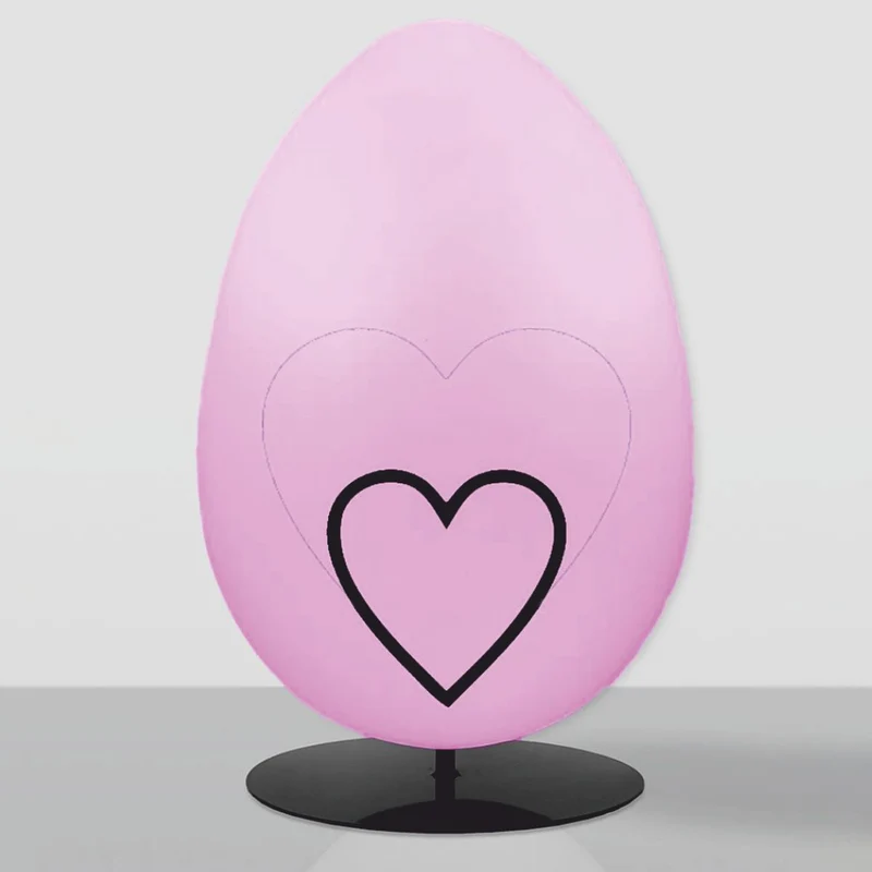 Casa Padrino XXL Deko Osterei mit Ständer Rosa / Schwarz H. 160 cm - Oster Dekoaration
