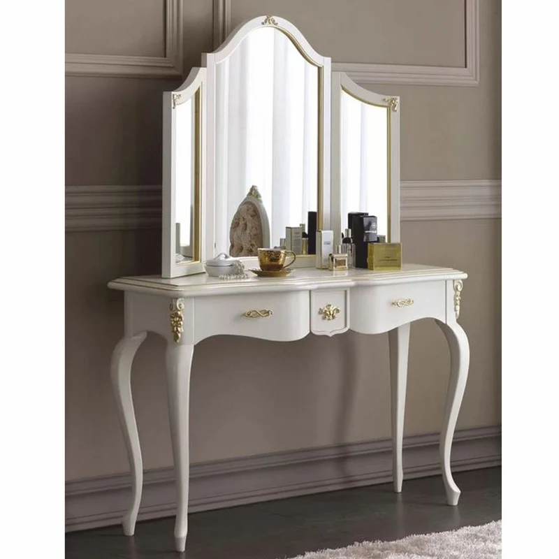 Casa Padrino Luxus Barock Konsole mit Spiegel Weiß / Gold - Made in Italy