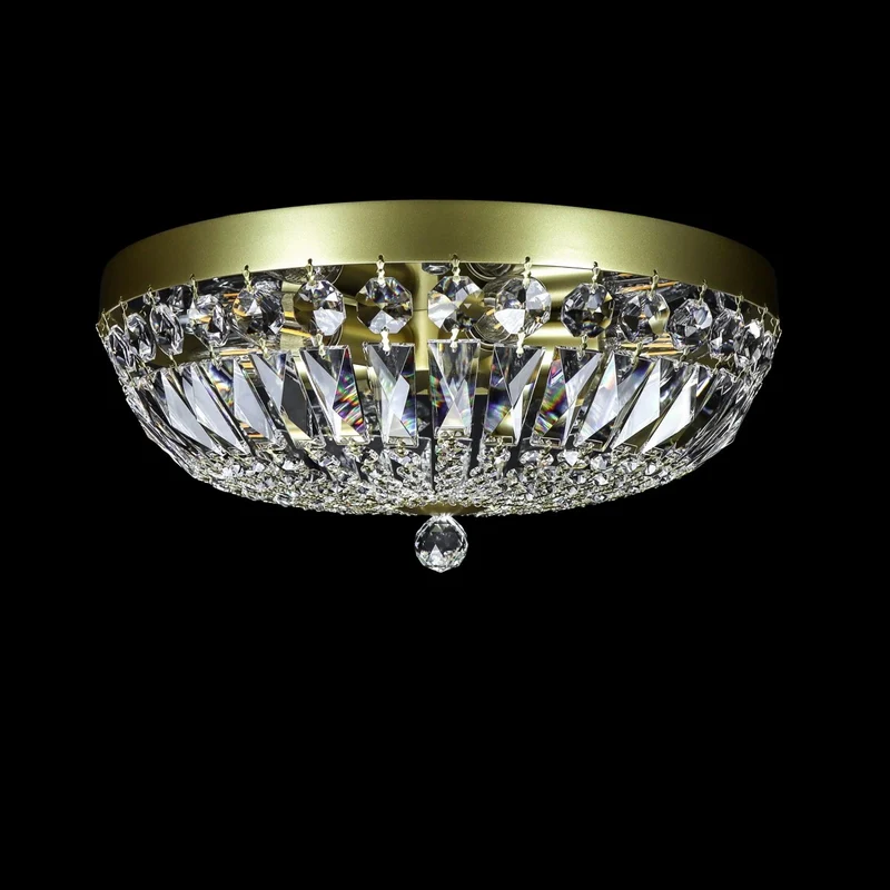 Casa Padrino Luxus Barock Kristall Deckenleuchte Silber Ø 40 x H. 17 cm - Prunkvolle Messing Deckenleuchte mit böhmischem Kristallglas - Barock Möbel - Edel & Prunkvoll