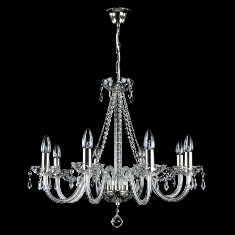 Casa Padrino Luxus Barock Kristall Kronleuchter Silber Ø 65 x H. 55 cm - Prunkvolle Messing Kronleuchter mit böhmischem Kristallglas - Barock Möbel - Edel & Prunkvoll