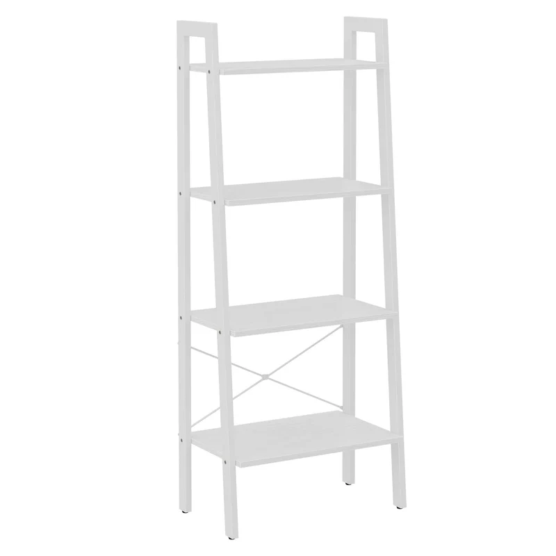 4-Tier Ladder Shelf, Storage Rack for Home Garden, Large Capacity Bookcase, White