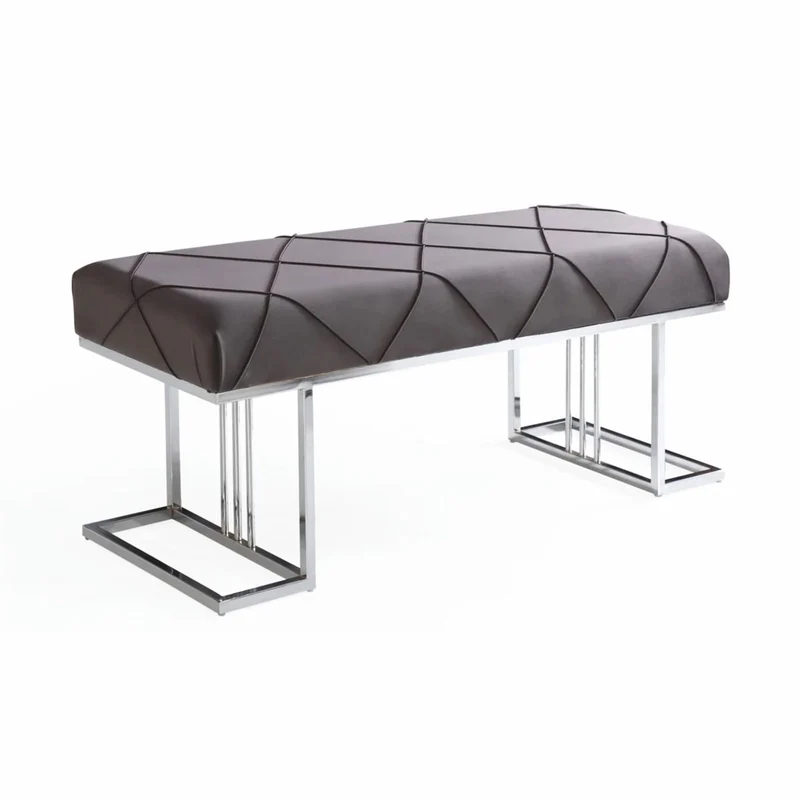 Casa Padrino Luxus Sitzbank Grau / Schwarz / Silber 120 cm - Luxus Interior