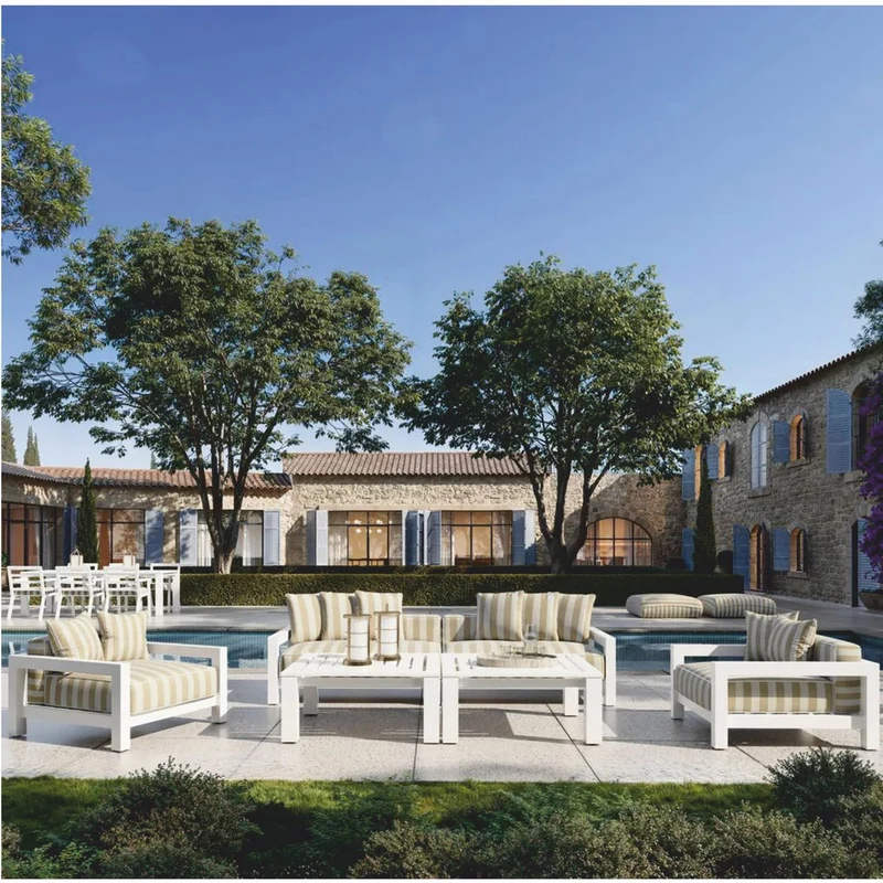 Casa Padrino Luxus Gartenmöbel Set Matt Weiß / Beige - Hotel & Garten Möbel