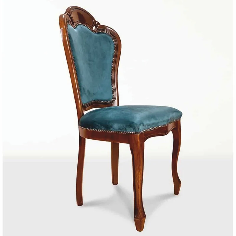 Casa Padrino Luxus Barock Esszimmer Stuhl 4er Set Blau / Braun - Barock Möbel