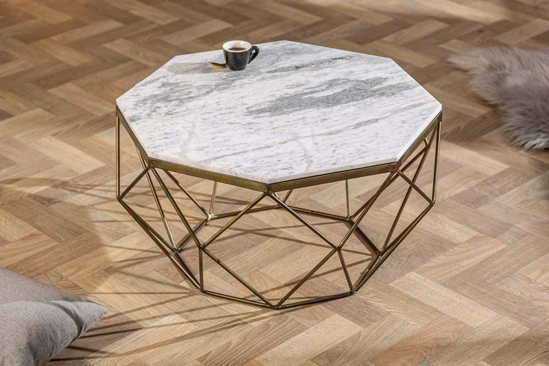 Exklusiver Couchtisch BIJOUX ca.70cm weiss Marmor