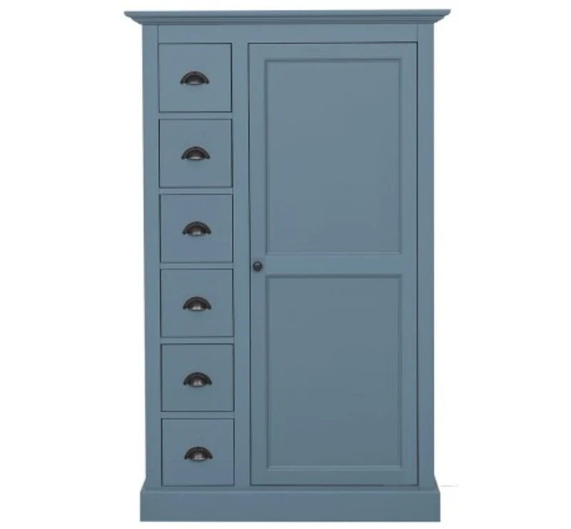 Casa Padrino Kleiderschrank im Landhausstil mit 1 Tür und 6 Schubladen, 101 x 49 x 160 cm