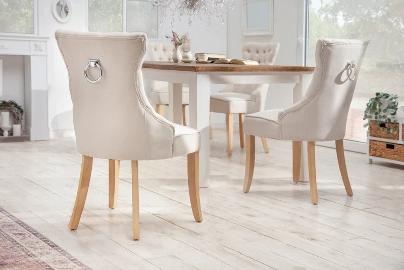 Edler Stuhl MODAN beige Leinen mit Komfortgriff