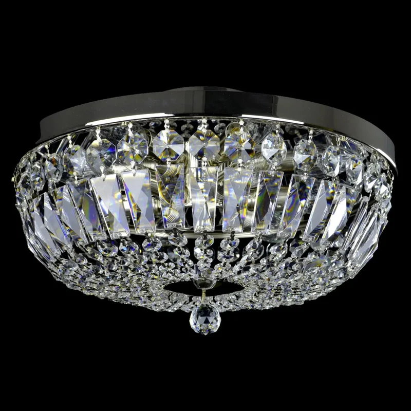 Casa Padrino Luxus Barock Kristall Deckenleuchte Silber Ø 40 x H. 17 cm - Prunkvolle Messing Deckenleuchte mit böhmischem Kristallglas - Barock Möbel - Edel & Prunkvoll