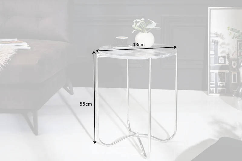 Moderner Beistelltisch MAMO abnehmbare Marmor-Platte ca.D43cm