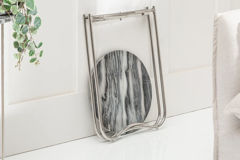 Moderner Beistelltisch MAMO abnehmbare Marmor-Platte ca.D38cm
