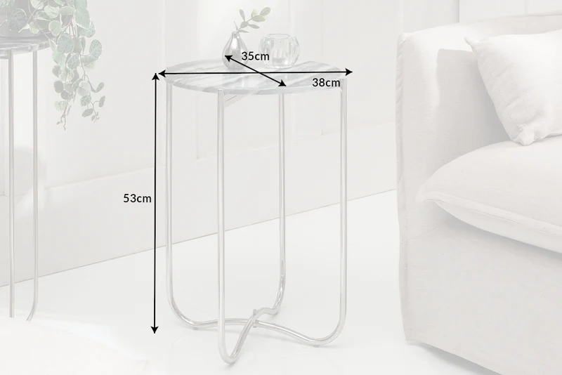 Moderner Beistelltisch MAMO abnehmbare Marmor-Platte ca.D38cm