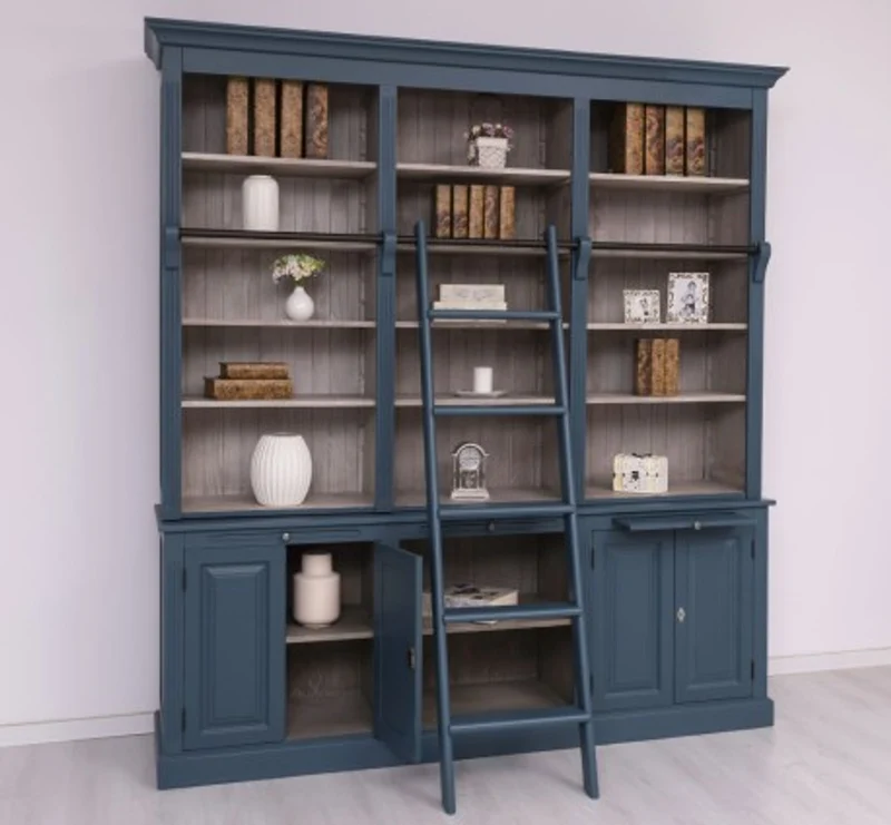 Casa Padrino Bücherregal im Landhausstil mit 4 Türen und 1 Ablage, 229 x 51 x 244 cm