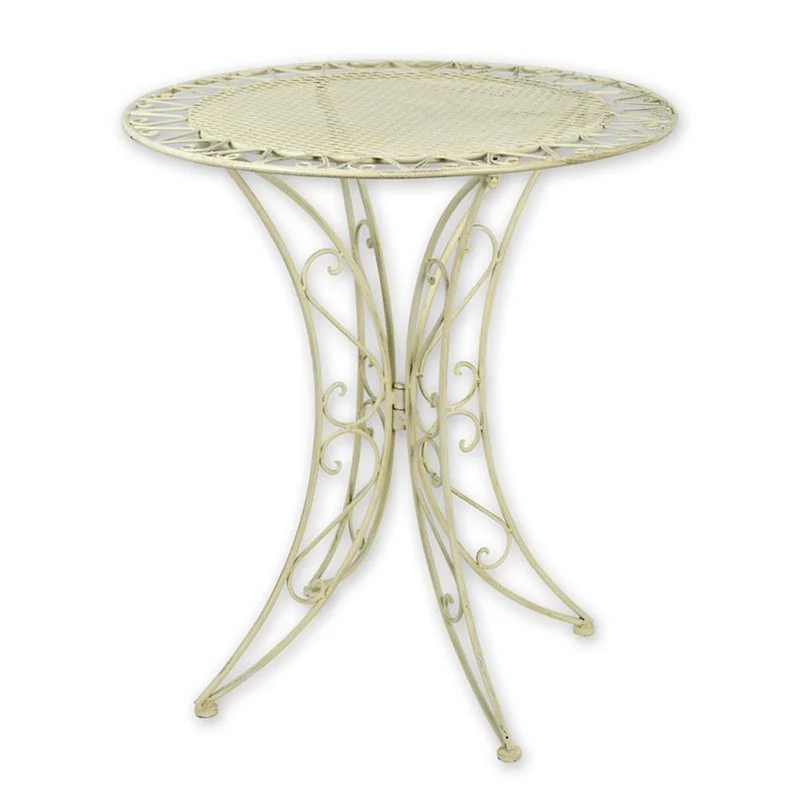 Casa Padrino Jugendstil Gartentisch Rund Weiß H. 78 cm - Runder Bistro Tisch aus Eisen - Gartenmöbel im Jugendstil - Balkon Möbel