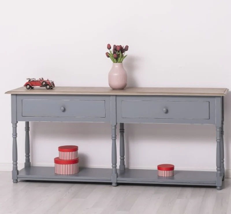 Casa Padrino Konsole im Landhausstil mit 2 Schubladen, 180 x 45 x 76 cm