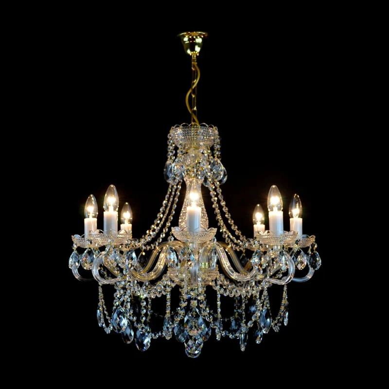 Casa Padrino Luxus Barock Kristall Kronleuchter Gold Ø 65 x H. 62 cm - Prunkvoller Messing Kronleuchter mit böhmischem Kristallglas - Barock Möbel - Edel & Prunkvoll