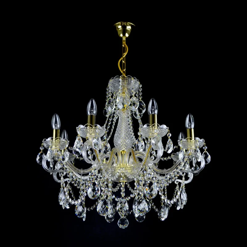 Casa Padrino Luxus Barock Kristall Kronleuchter Gold Ø 65 x H. 62 cm - Prunkvoller Messing Kronleuchter mit böhmischem Kristallglas - Barock Möbel - Edel & Prunkvoll