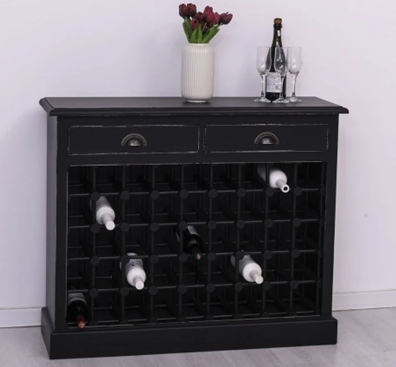 Casa Padrino Weinregal im Landhausstil mit 2 Schubladen, 110 x 34 x 90 cm