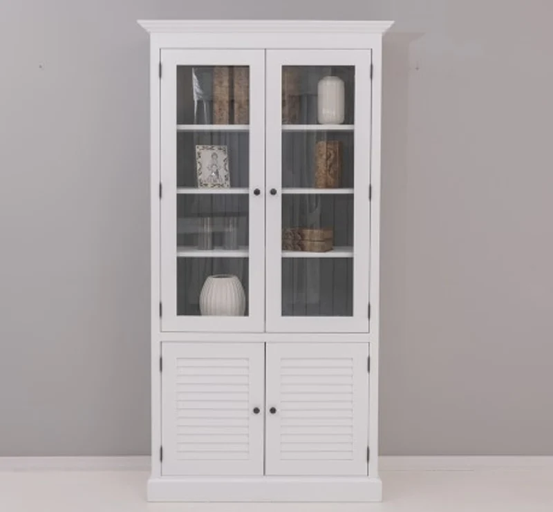 Casa Padrino Vitrine im Landhausstil mit 2 Glastüren, 110 x 39 x 210 cm