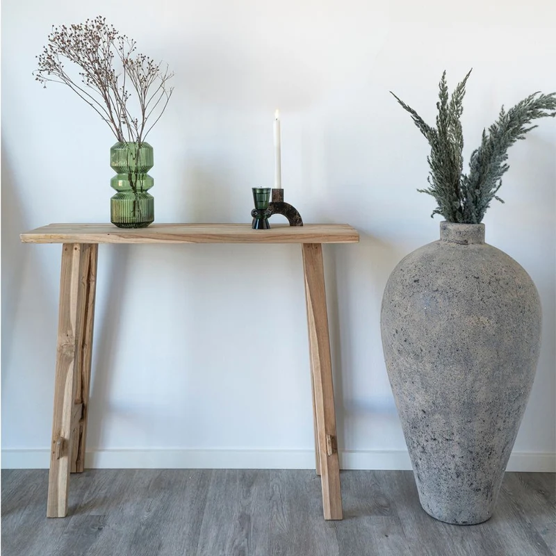 Massivholz Konsolentisch NIRONA 90cm recyceltes Teakholz Konsole