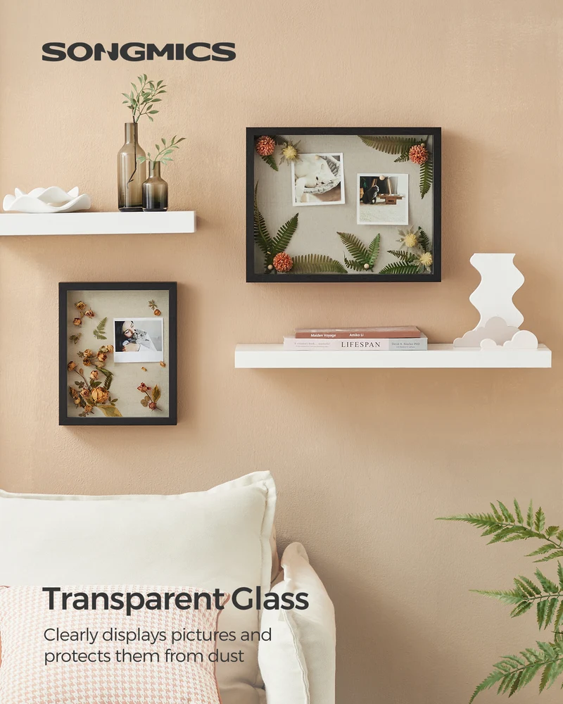 11x14 Shadow Box Frame, Picture Frame Display Case for Savings Deep Box Frame with Top Slot and Push Pins, Black