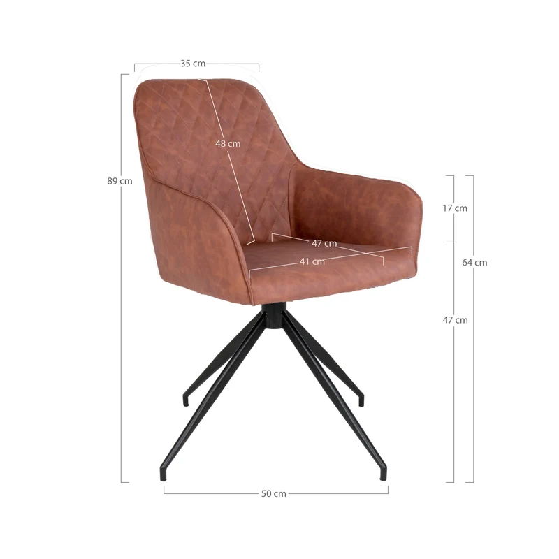 Moderner Drehstuhl BORA Esszimmerstuhl - Vintage-Braun