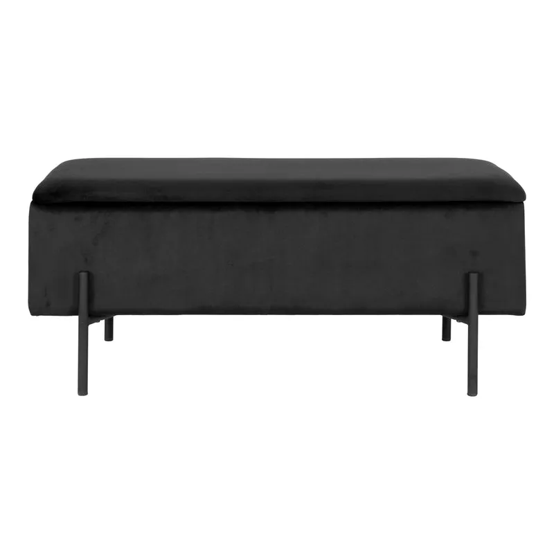 Elegante Bank NIZZA mit Stauraum 95cm Samtstoff schwarz