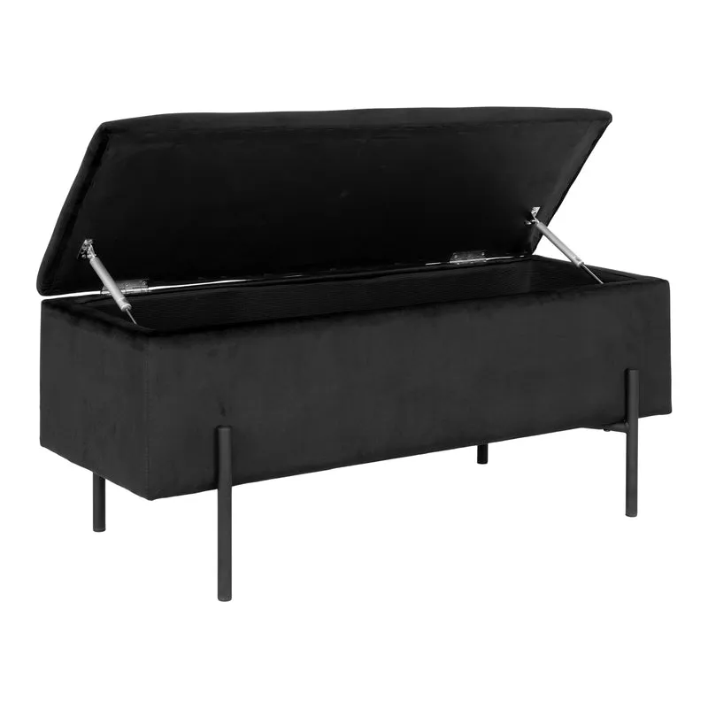 Elegante Bank NIZZA mit Stauraum 95cm Samtstoff schwarz