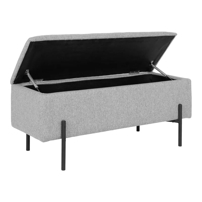 Elegante Bank NIZZA mit Stauraum 95cm Strukturstoff hellgrau